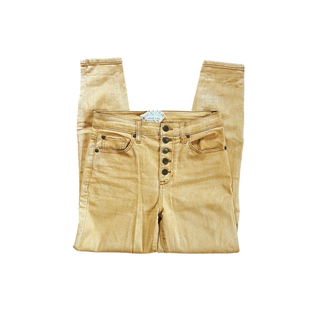 Altar'd State Boho Mustard Yellow High Rise Button Fly Skinny Jeans | 27/5